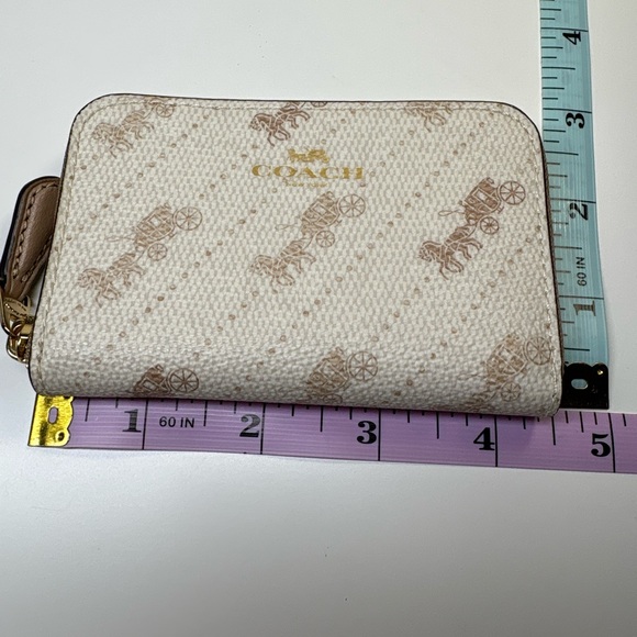 Coach Zip Around Card/Coin Case In Horse and Carriage Dot Print - Picture 9 of 13
